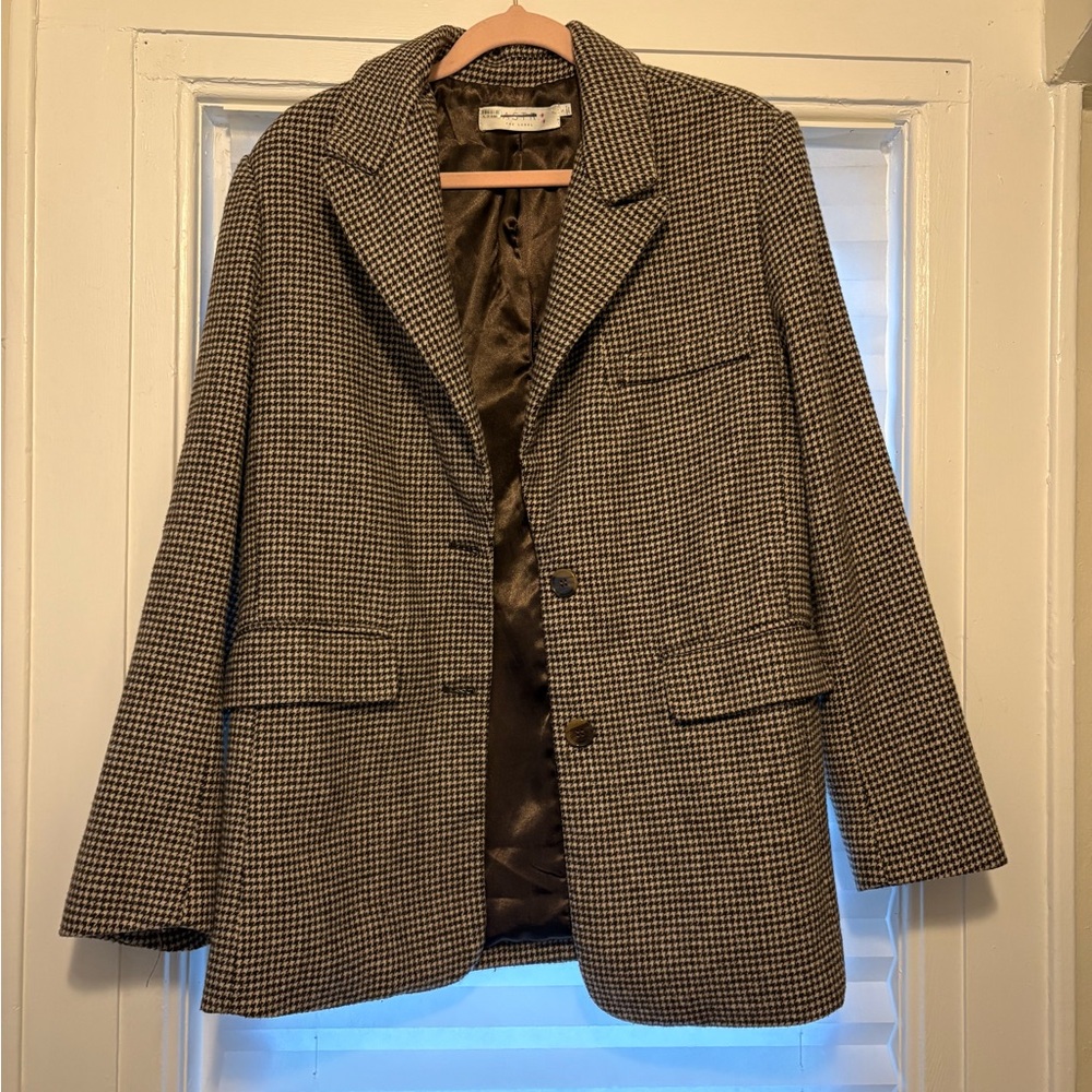 Astr Houndstooth Blazer Jacket in Brown and Black